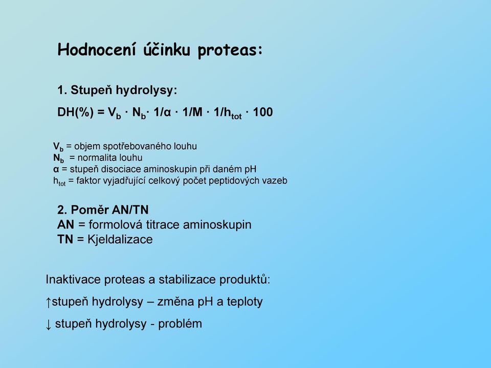louhu α = stupeň disociace aminoskupin při daném ph h tot = faktor vyjadřující celkový počet