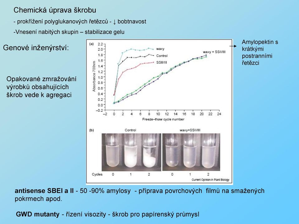 zmražování výrobků obsahujících škrob vede k agregaci antisense SBEI a II - 50-90% amylosy -