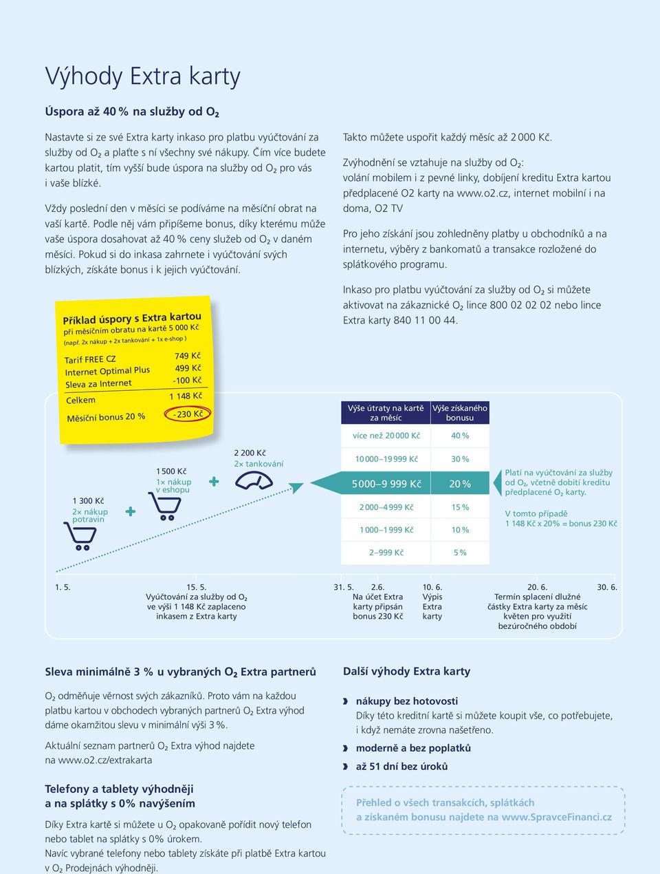 Podle něj vám připíšeme bonus, díky kterému může vaše úspora dosahovat až 40 % ceny služeb od O 2 v daném měsíci.