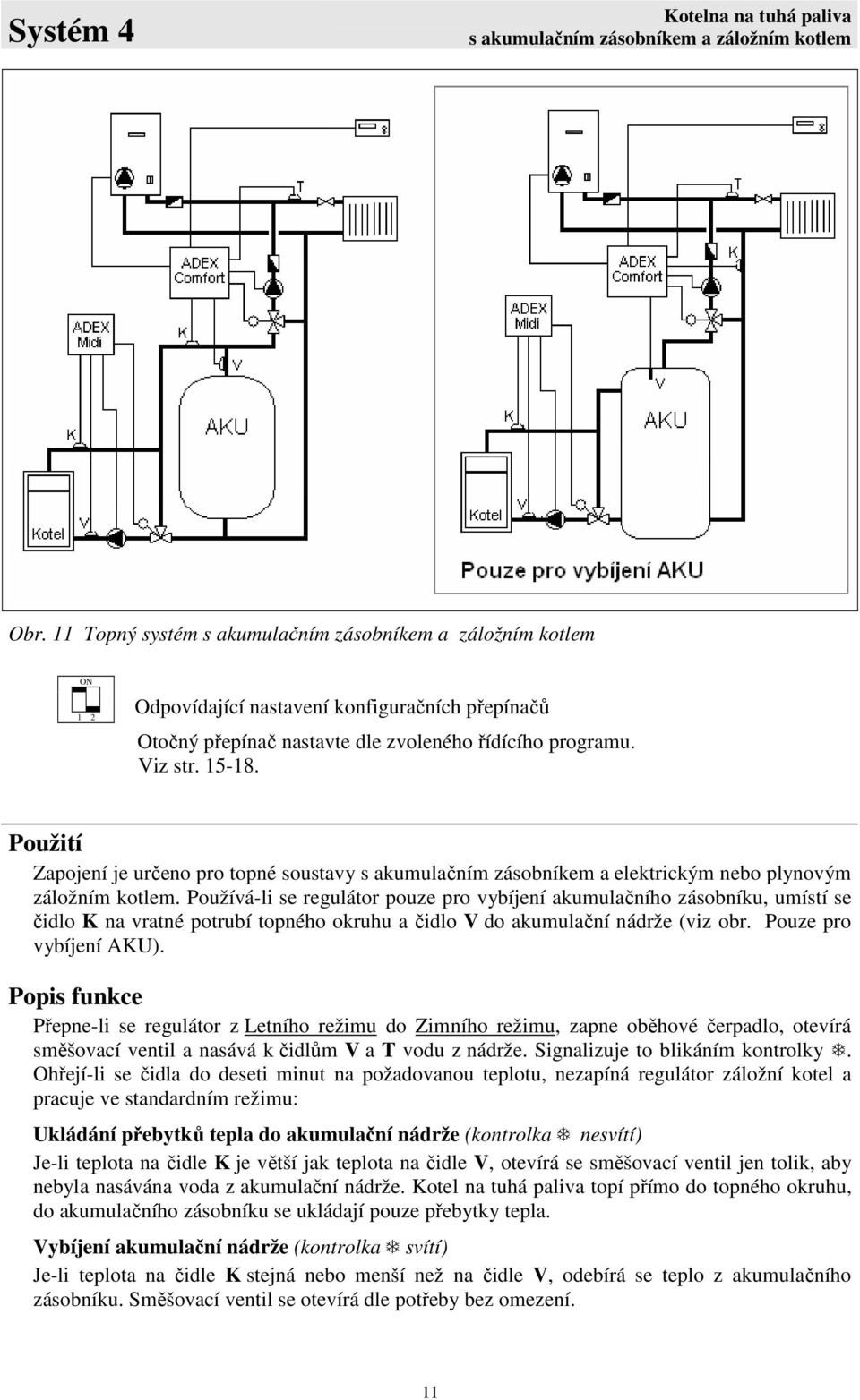 Použití Zapojení je určeno pro topné soustavy s akumulačním zásobníkem a elektrickým nebo plynovým záložním kotlem.