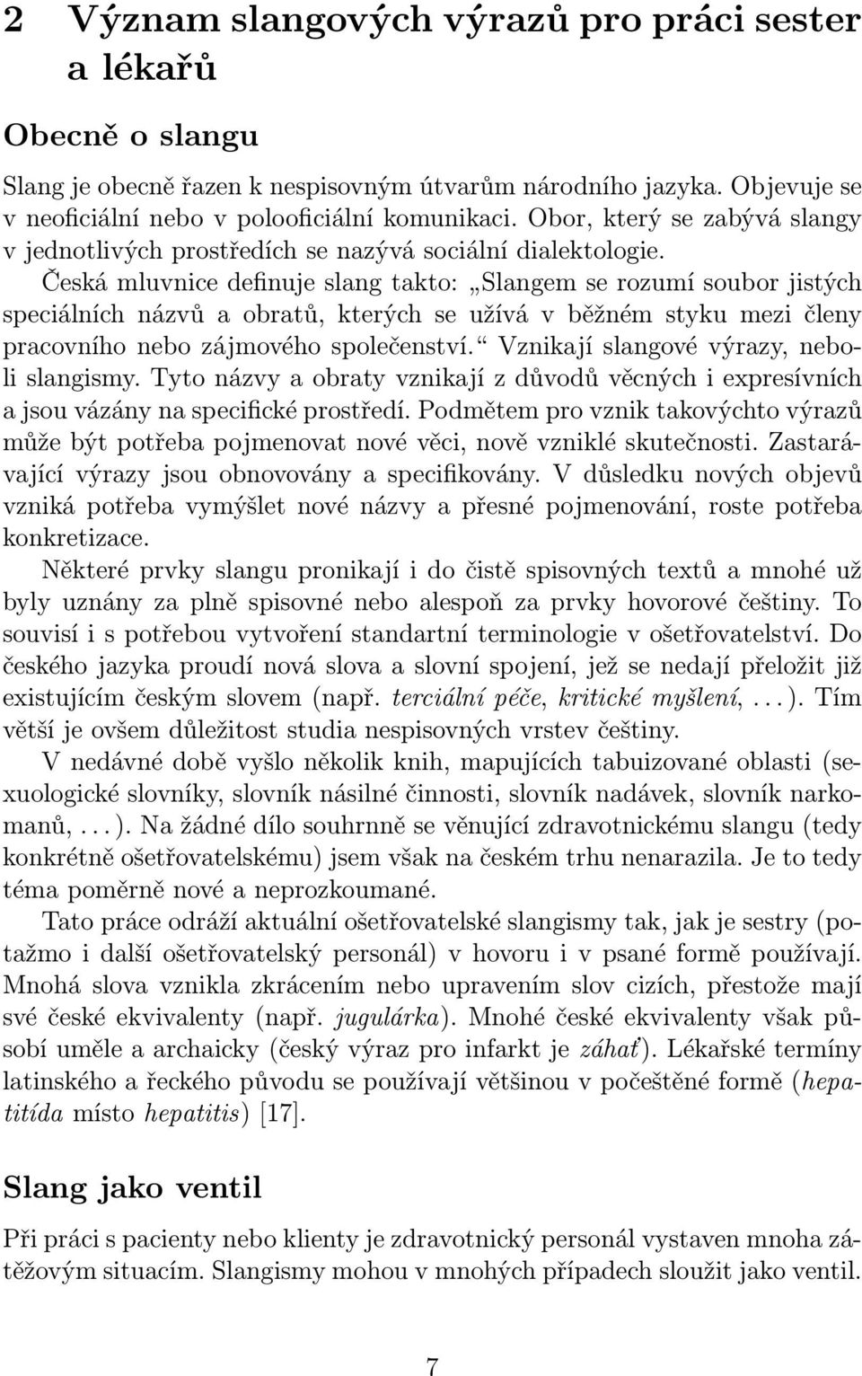 Česká mluvnice definuje slang takto: Slangem se rozumí soubor jistých speciálních názvů a obratů, kterých se užívá v běžném styku mezi členy pracovního nebo zájmového společenství.
