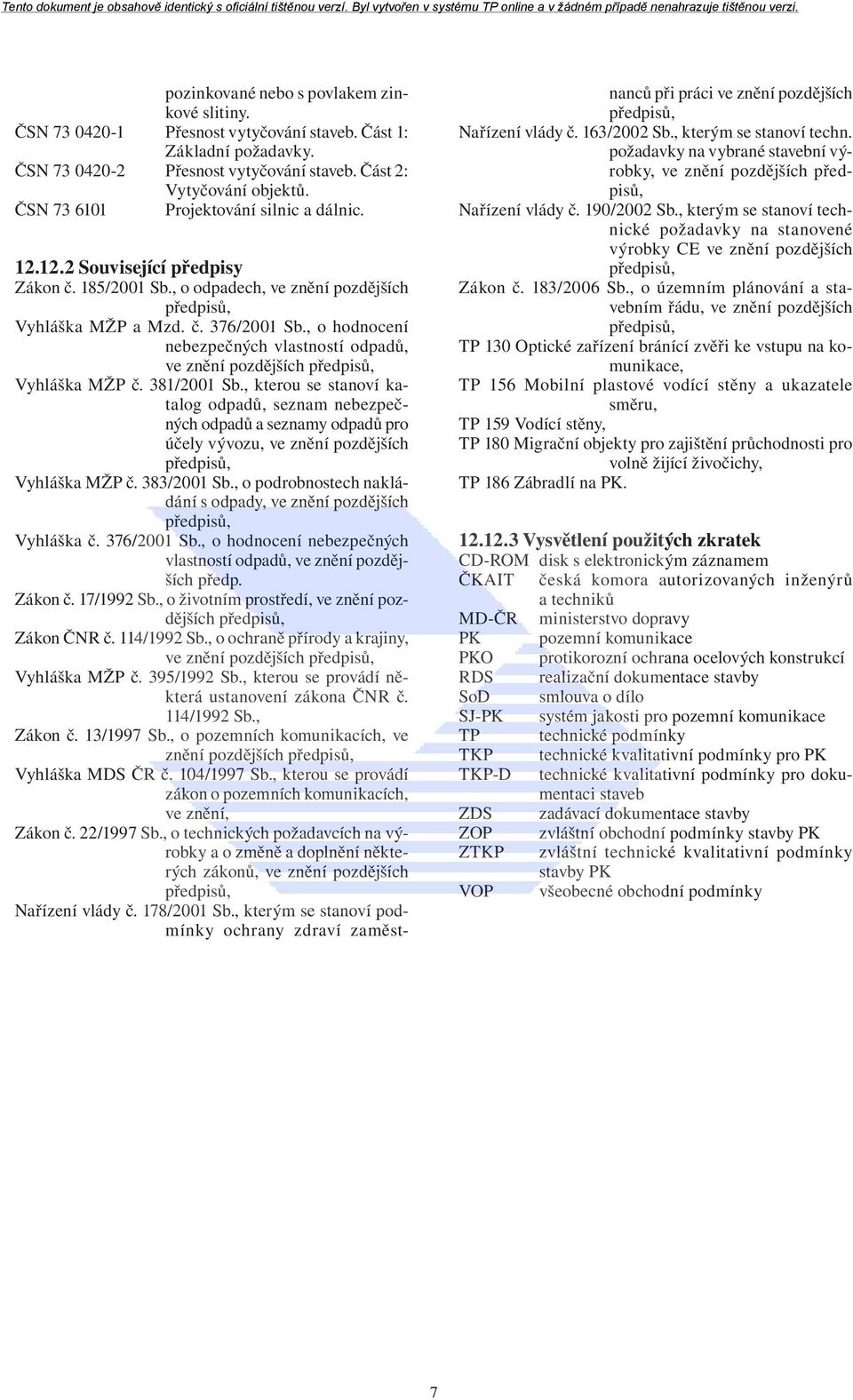 , o hodnocení nebezpečných vlastností odpadů, ve znění pozdějších Vyhláška MŽP č. 381/2001 Sb.