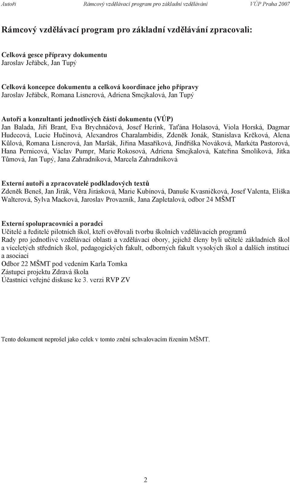 Brant, Eva Brychná ová, Josef Herink, Ta ána Holasová, Viola Horská, Dagmar Hudecová, Lucie Hu ínová, Alexandros Charalambidis, Zden k Jonák, Stanislava Kr ková, Alena K lová, Romana Lisnerová, Jan