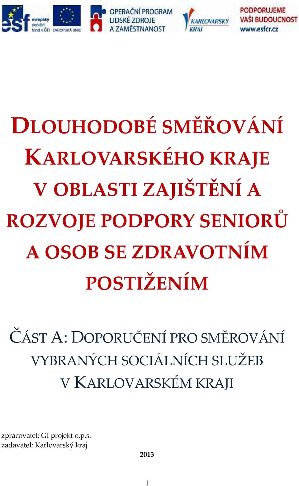 DOPORUČENÍ PRO SMĚROVÁNÍ VYBRANÝCH SOCIÁLNÍCH SLUŽEB V