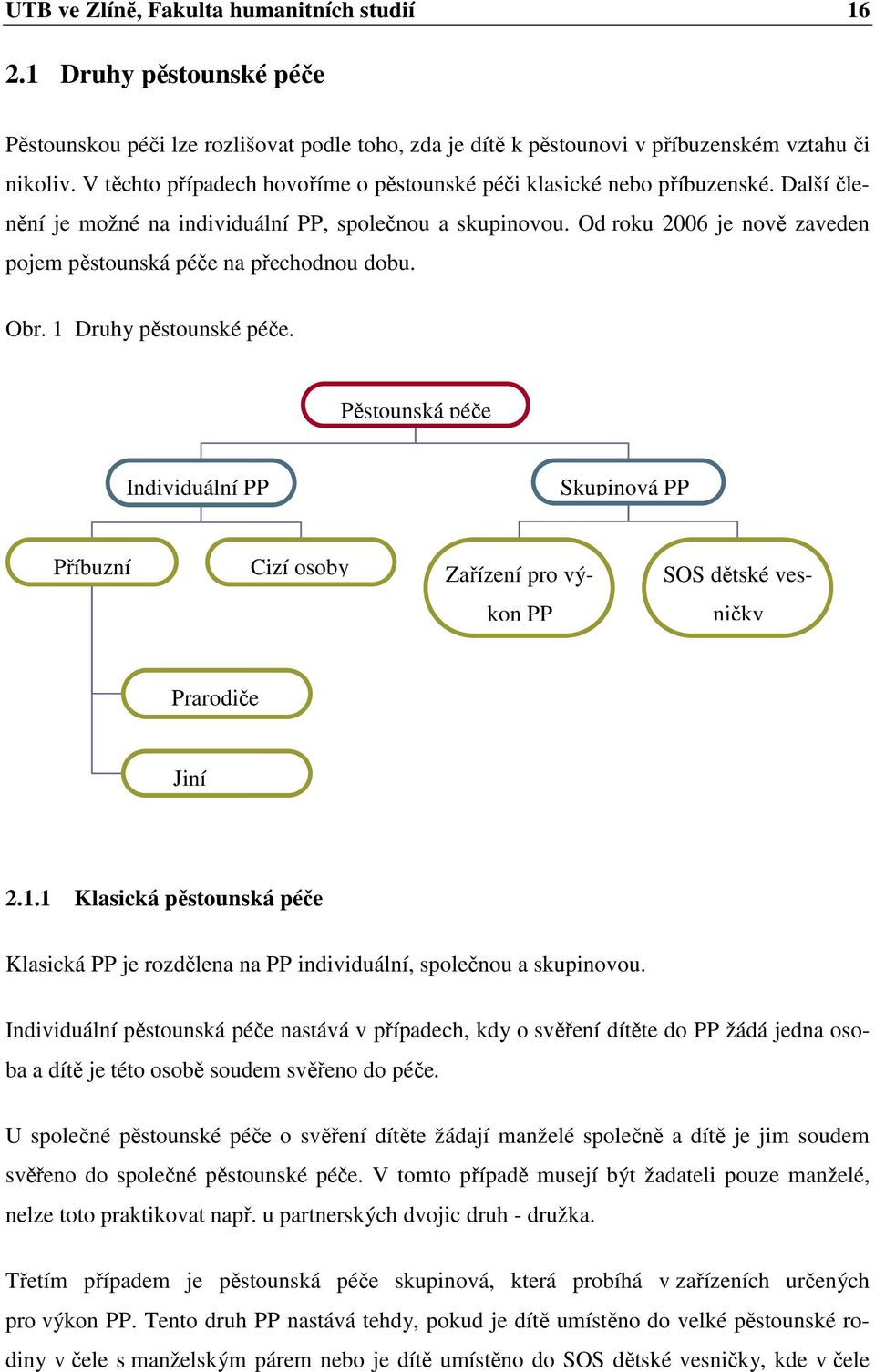 Od roku 2006 je nově zaveden pojem pěstounská péče na přechodnou dobu. Obr. 1 Druhy pěstounské péče.