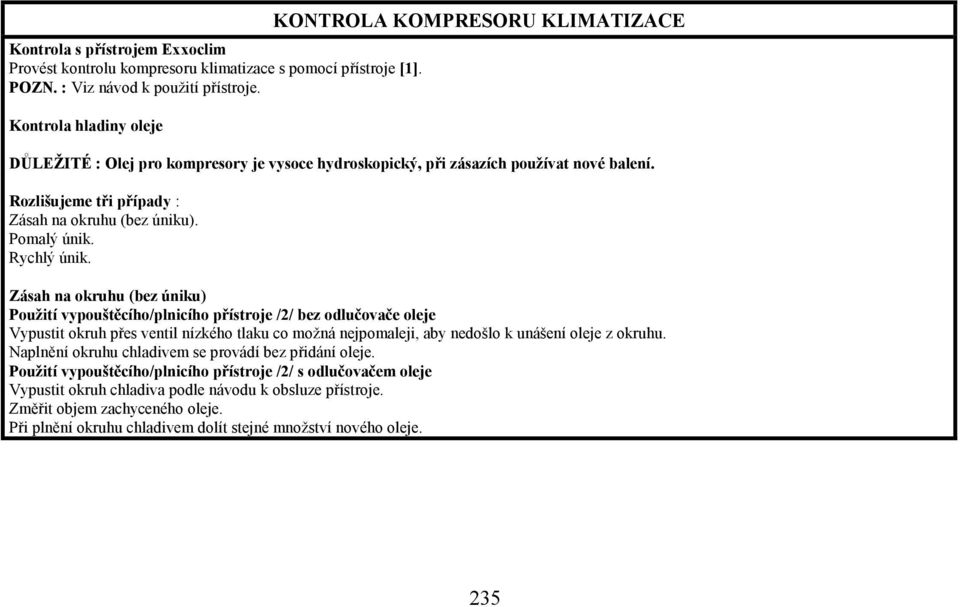 KONTROLA KOMPRESORU KLIMATIZACE - PDF Stažení zdarma