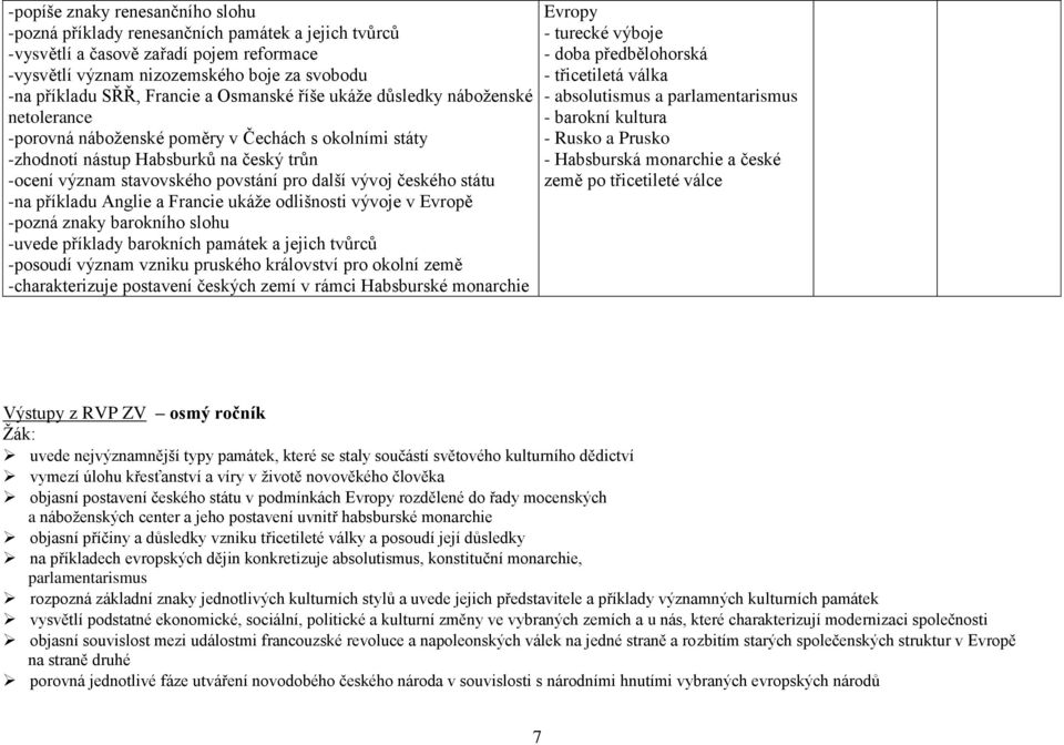 českého státu -na příkladu Anglie a Francie ukáže odlišnosti vývoje v Evropě -pozná znaky barokního slohu -uvede příklady barokních památek a jejich tvůrců -posoudí význam vzniku pruského království