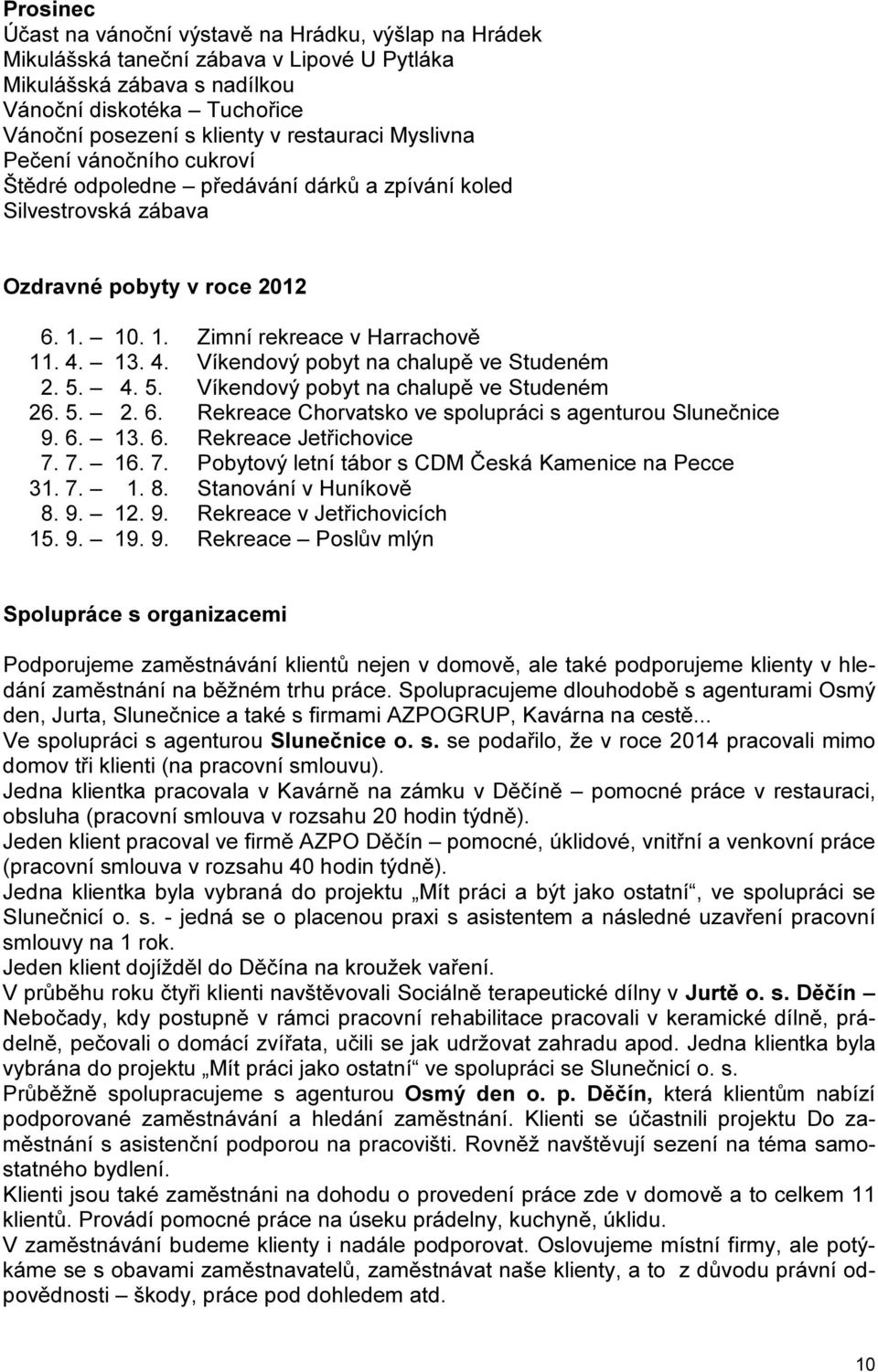 13. 4. Víkendový pobyt na chalupě ve Studeném 2. 5. 4. 5. Víkendový pobyt na chalupě ve Studeném 26. 5. 2. 6. Rekreace Chorvatsko ve spolupráci s agenturou Slunečnice 9. 6. 13. 6. Rekreace Jetřichovice 7.