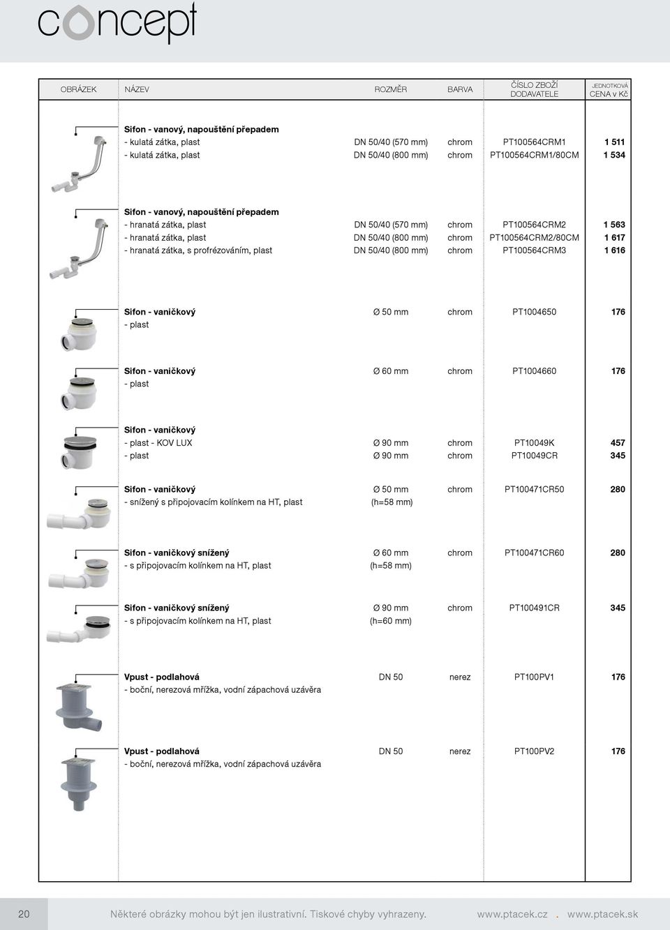 mm) chrom PT100564CRM3 1 616 Sifon - vaničkový Ø 50 mm chrom PT1004650 176 - plast Sifon - vaničkový Ø 60 mm chrom PT1004660 176 - plast Sifon - vaničkový - plast - KOV LUX Ø 90 mm chrom PT10049K 457