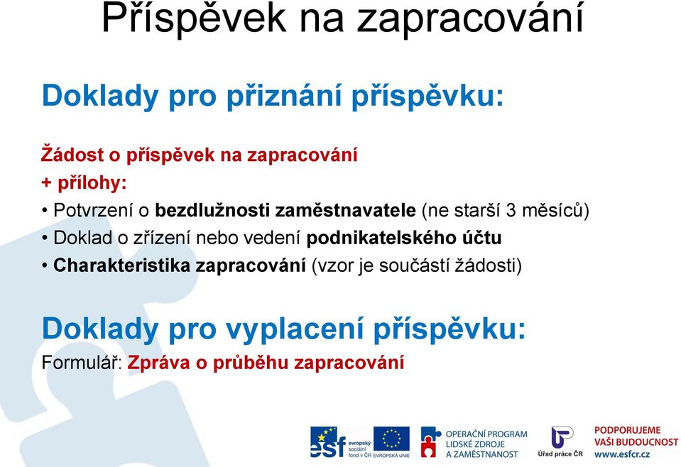 Doklad o zřízení nebo vedení podnikatelského účtu Charakteristika zapracování (vzor
