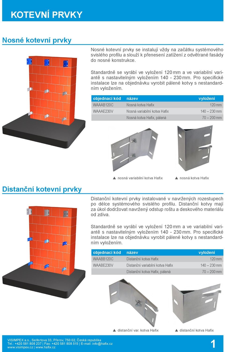 vyložení WAAAB120C Nosná kotva Hafix 120 mm WAAAE230V Nosná variabilní kotva Hafix 140 230 mm Nosná kotva Hafix, pálená 70 200 mm SSnosná variabilní kotva Hafix SS nosná kotva Hafix Distanční kotevní