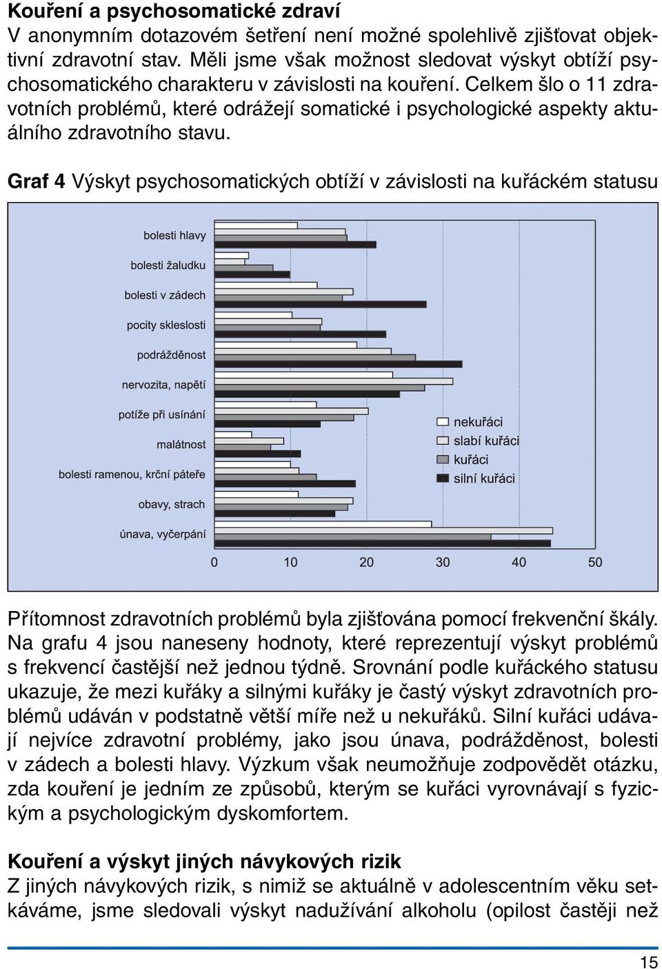 Celkem šlo o 11 zdravotních problémů, které odrážejí somatické i psychologické aspekty aktuálního zdravotního stavu.