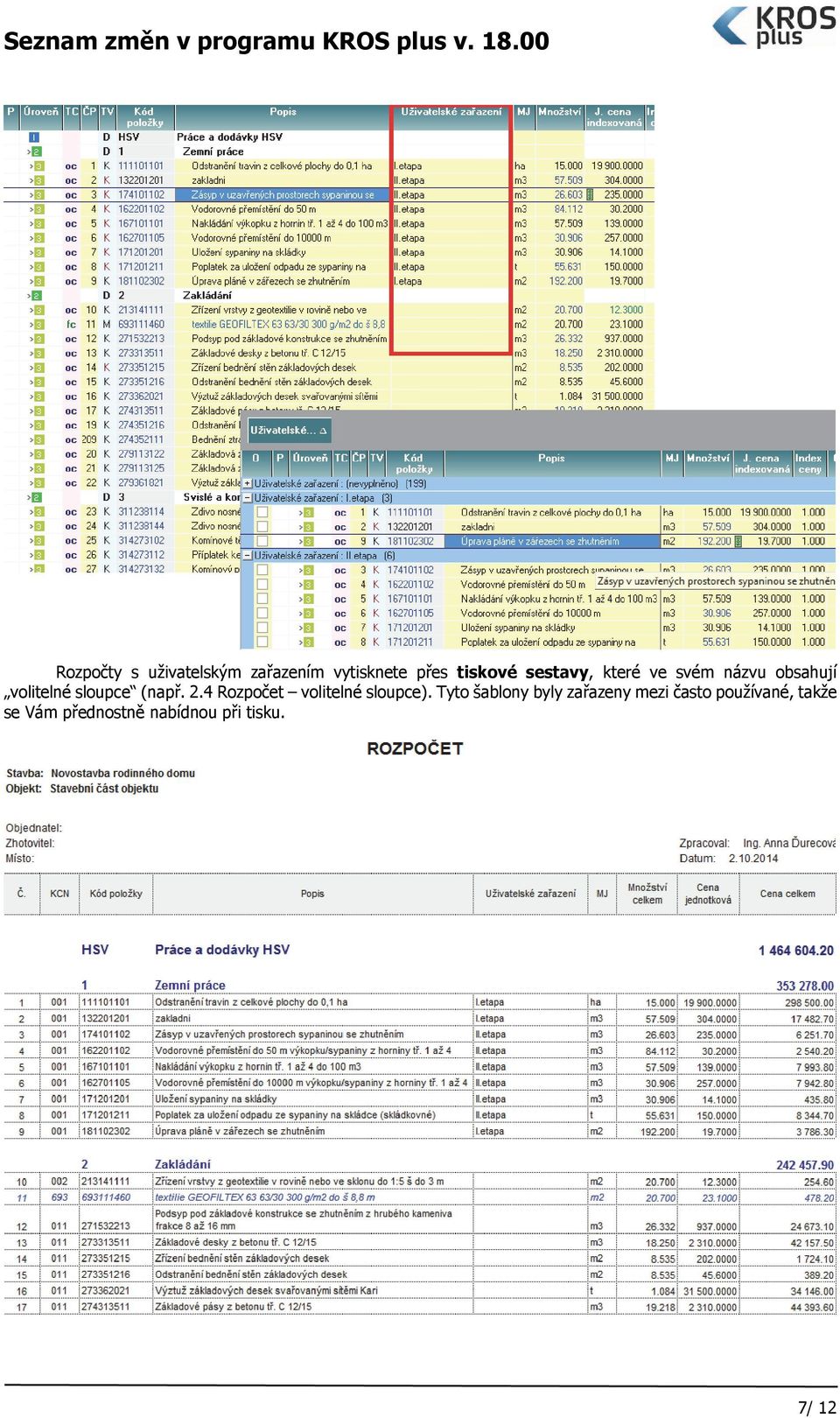 2.4 Rozpočet volitelné sloupce).