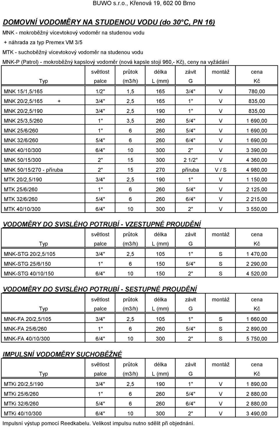 MNK 20/2,5/165 + 3/4" 2,5 165 1" V 835,00 MNK 20/2,5/190 3/4" 2,5 190 1" V 835,00 MNK 25/3,5/260 1" 3,5 260 5/4" V 1 690,00 MNK 25/6/260 1" 6 260 5/4" V 1 690,00 MNK 32/6/260 5/4" 6 260 6/4" V 1