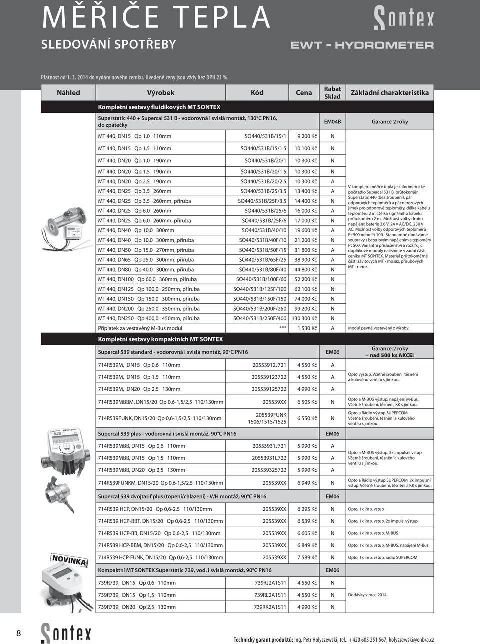 roky MT 440, DN15 Qp 1,5 110mm SO440/531B/15/1.5 10 100 Kč N MT 440, DN20 Qp 1,0 190mm SO440/531B/20/1 10 300 Kč N MT 440, DN20 Qp 1,5 190mm SO440/531B/20/1.