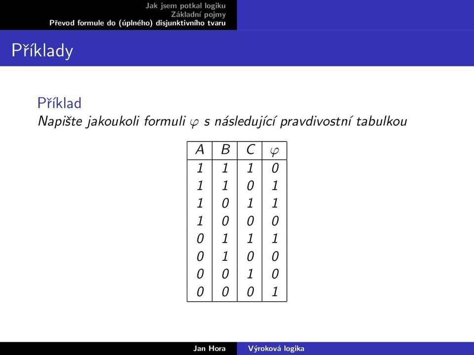 tabulkou A B C ϕ 1 1 1 0 1 1 0 1 1 0