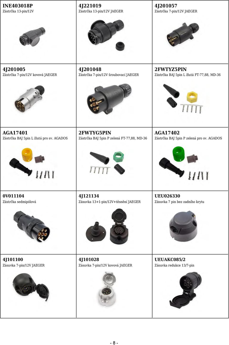 AGADOS 2FWTYG5PIN Zástrčka BAJ 5pin P zelená FT-77,88, MD-36 AGA17402 Zástrčka BAJ 5pin P zelená pro sv.