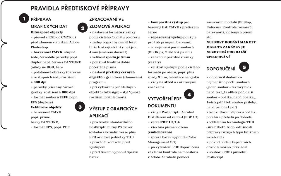 EPS (duplexy) Vektorové objekty barevnost CMYK popř. přímé barvy PANTONE, formát EPS, popř. PDF.