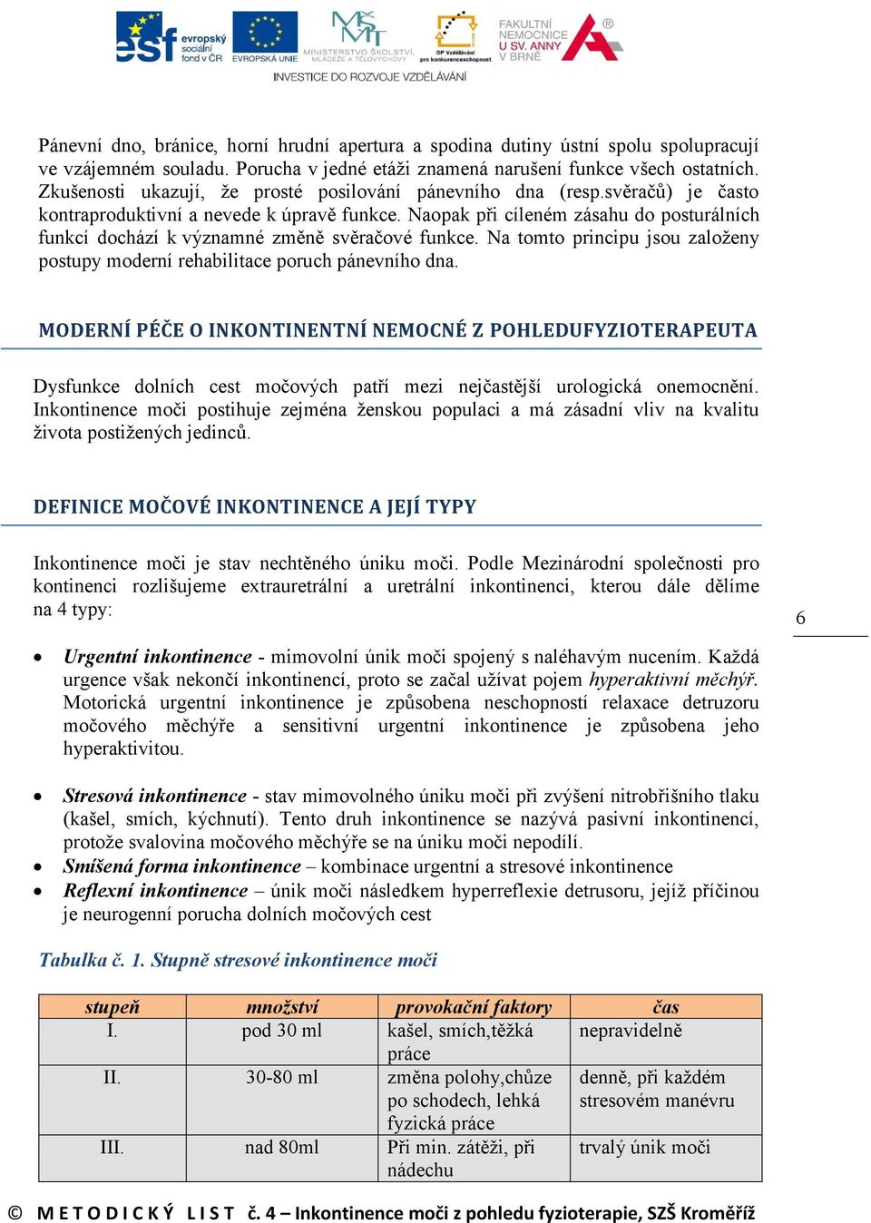 Naopak při cíleném zásahu do posturálních funkcí dochází k významné změně svěračové funkce. Na tomto principu jsou založeny postupy moderní rehabilitace poruch pánevního dna.