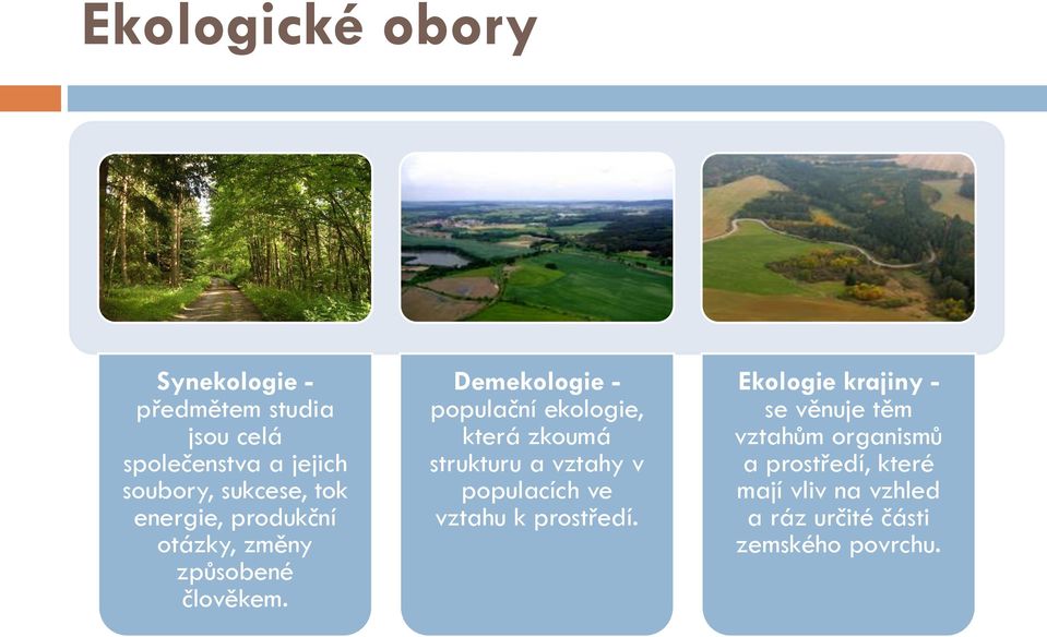 Demekologie - populační ekologie, která zkoumá strukturu a vztahy v populacích ve vztahu k