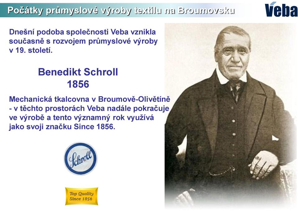 Benedikt Schroll 1856 Mechanická tkalcovna v Broumově-Olivětíně - v těchto