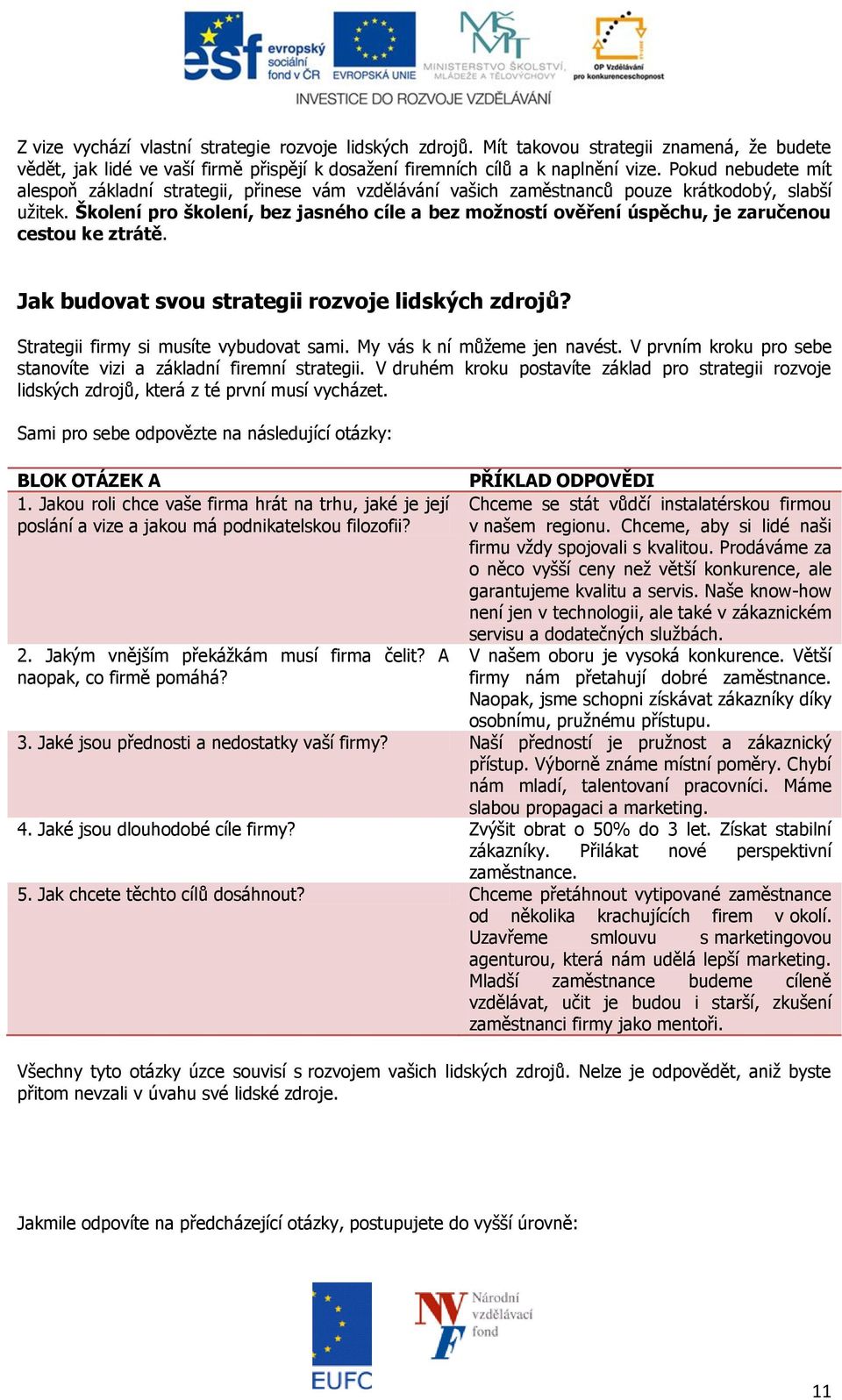 Školení pro školení, bez jasného cíle a bez možností ověření úspěchu, je zaručenou cestou ke ztrátě. Jak budovat svou strategii rozvoje lidských zdrojů? Strategii firmy si musíte vybudovat sami.