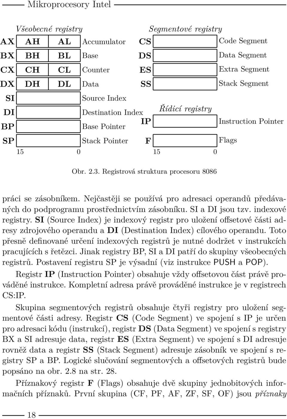 Nejčastěji se používá pro adresaci operandů předávaných do podprogramu prostřednictvím zásobníku. SI a DI jsou tzv. indexové registry.