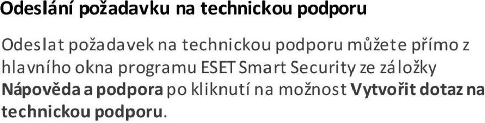 okna programu ESET Smart Security ze záložky Nápověda a