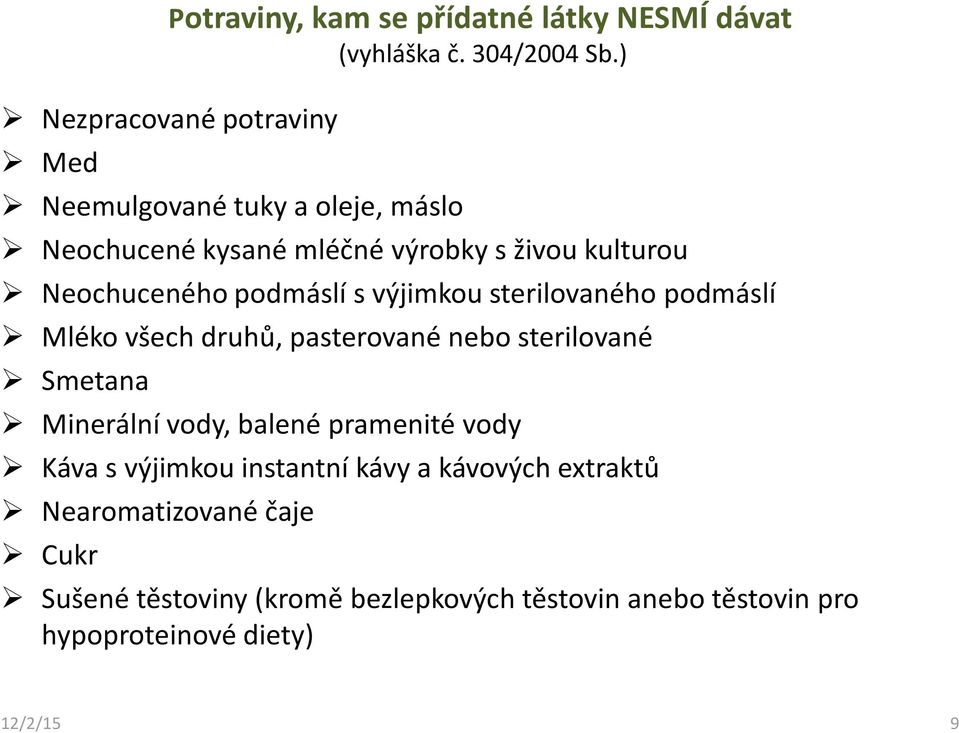 Neochuceného podmáslí s výjimkou sterilovaného podmáslí Mléko všech druhů, pasterované nebo sterilované Smetana Minerální