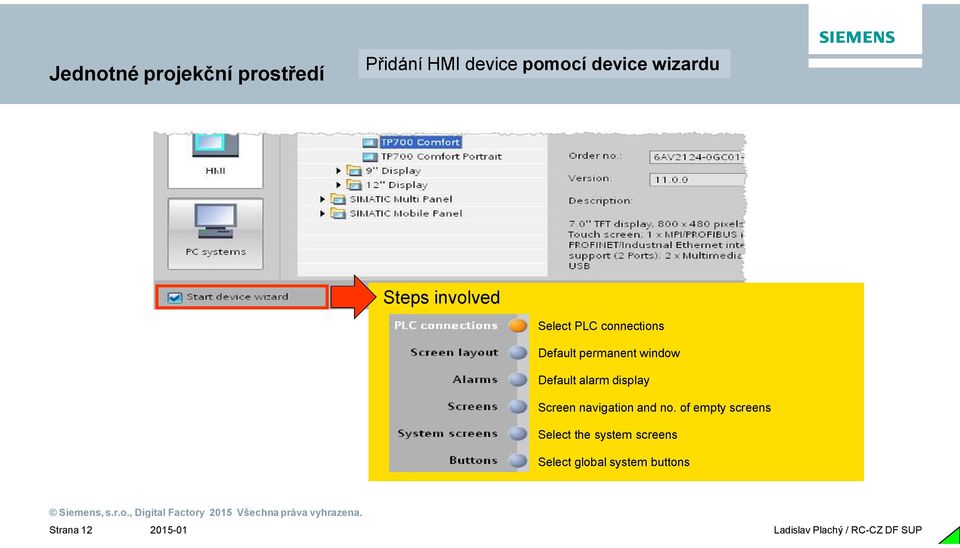 window Default alarm display Screen navigation and no.