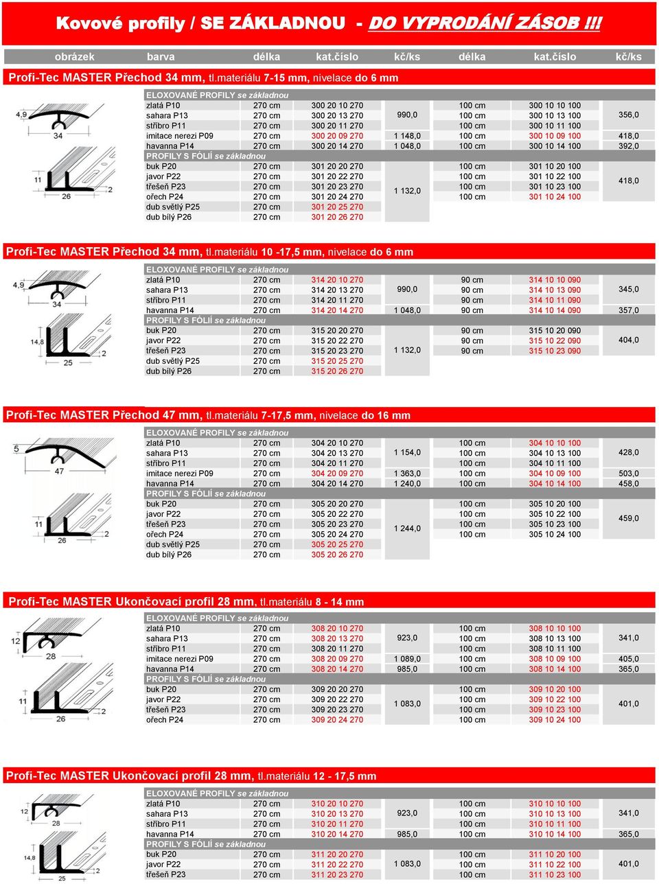 cm 300 20 11 270 100 cm 300 10 11 100 imitace nerezi P09 270 cm 300 20 09 270 1 148,0 100 cm 300 10 09 100 418,0 havanna P14 270 cm 300 20 14 270 1 048,0 100 cm 300 10 14 100 392,0 PROFILY S FÓLIÍ se