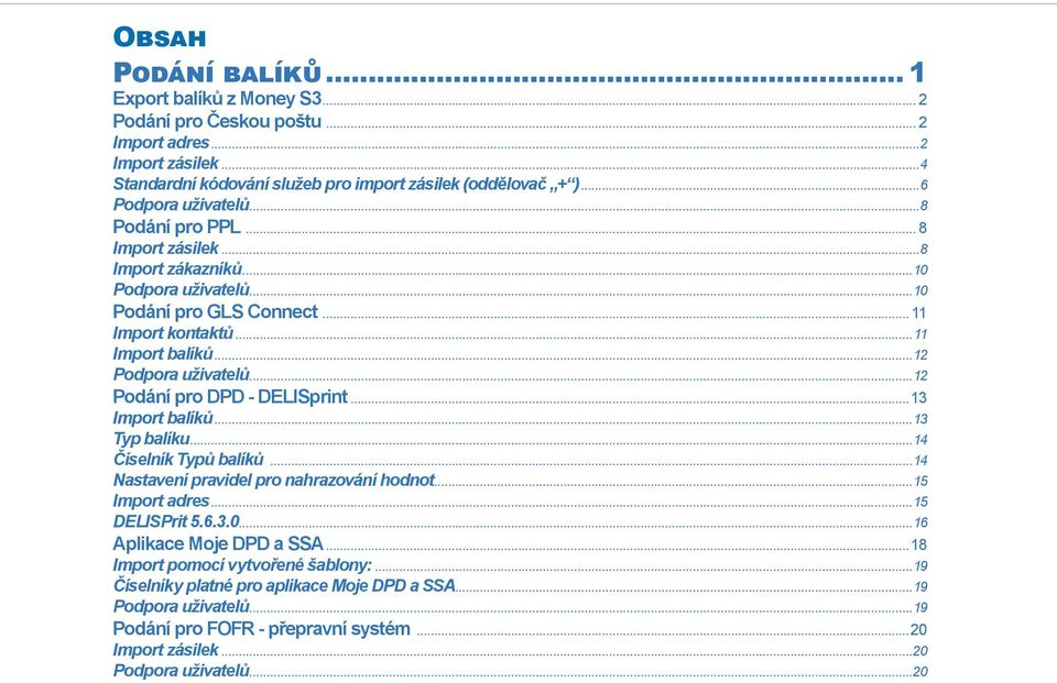 ..12 Podání pro DPD - DELISprint...13 Import balíků...13 Typ balíku...14 Číselník Typů balíků...14 Nastavení pravidel pro nahrazování hodnot...15 Import adres...15 DELISPrit 5.6.3.0.