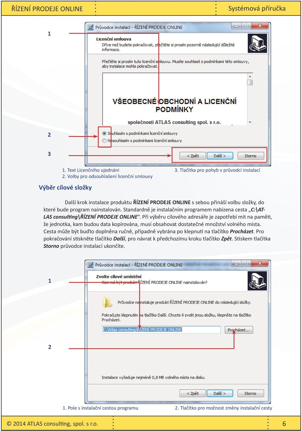 Standardně je instalačním programem nabízena cesta C:\AT- LAS consulting\řízení PRODEJE ONLINE.