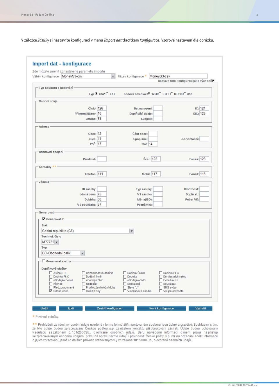 konfiguraci v menu Import dat