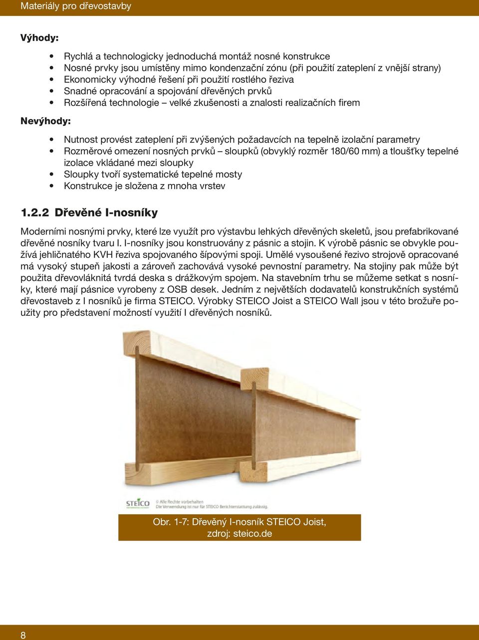 zvýšených požadavcích na tepelně izolační parametry Rozměrové omezení nosných prvků sloupků (obvyklý rozměr 180/60 mm) a tloušťky tepelné izolace vkládané mezi sloupky Sloupky tvoří systematické