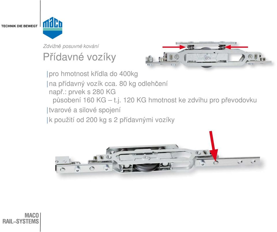 : prvek s 280 KG působení 160 KG t.j.