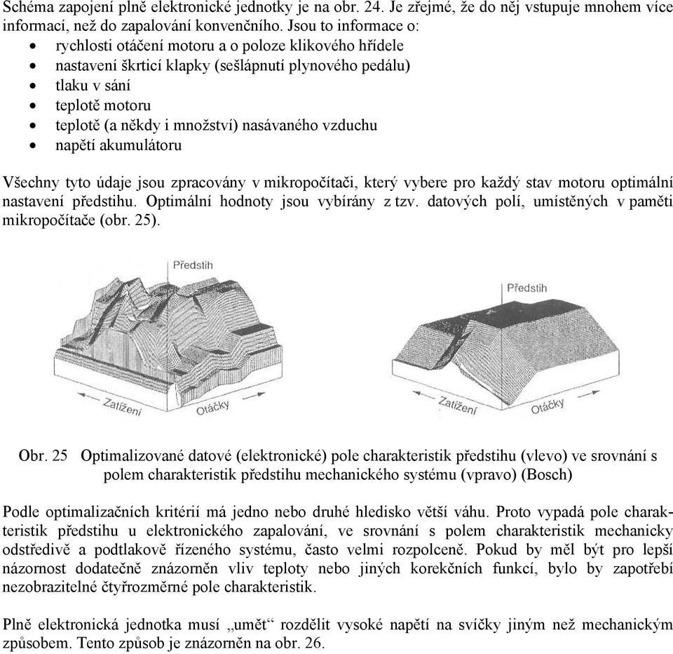 vzduchu napětí akumulátoru Všechny tyto údaje jsou zpracovány v mikropočítači, který vybere pro každý stav motoru optimální nastavení předstihu. Optimální hodnoty jsou vybírány z tzv.