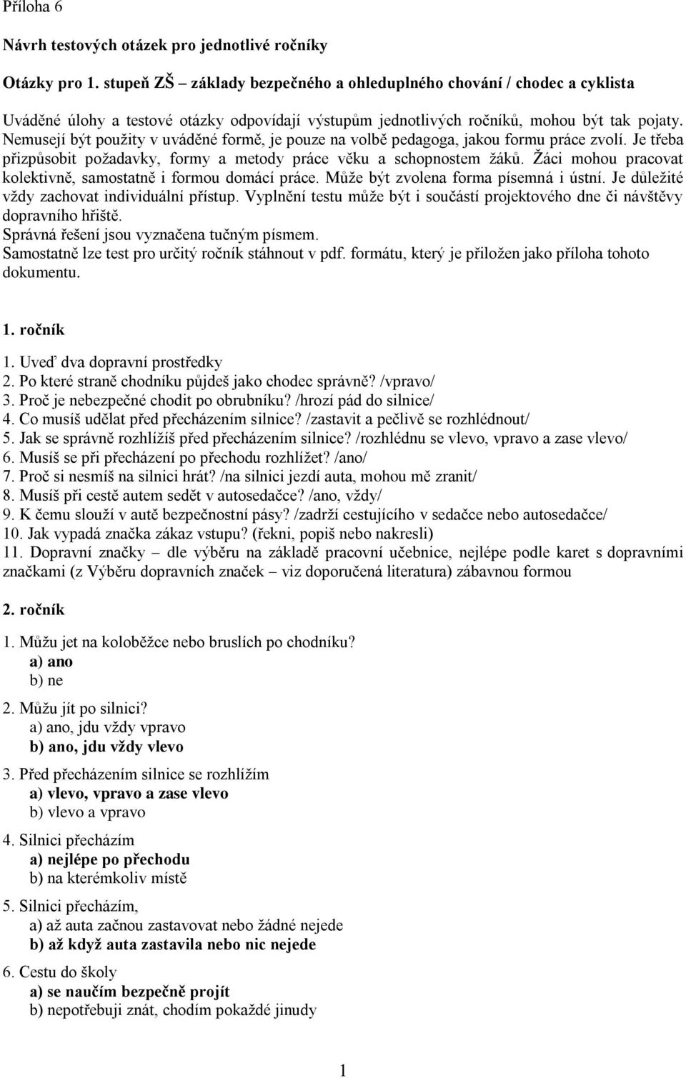 Nemusejí být použity v uváděné formě, je pouze na volbě pedagoga, jakou formu práce zvolí. Je třeba přizpůsobit požadavky, formy a metody práce věku a schopnostem žáků.