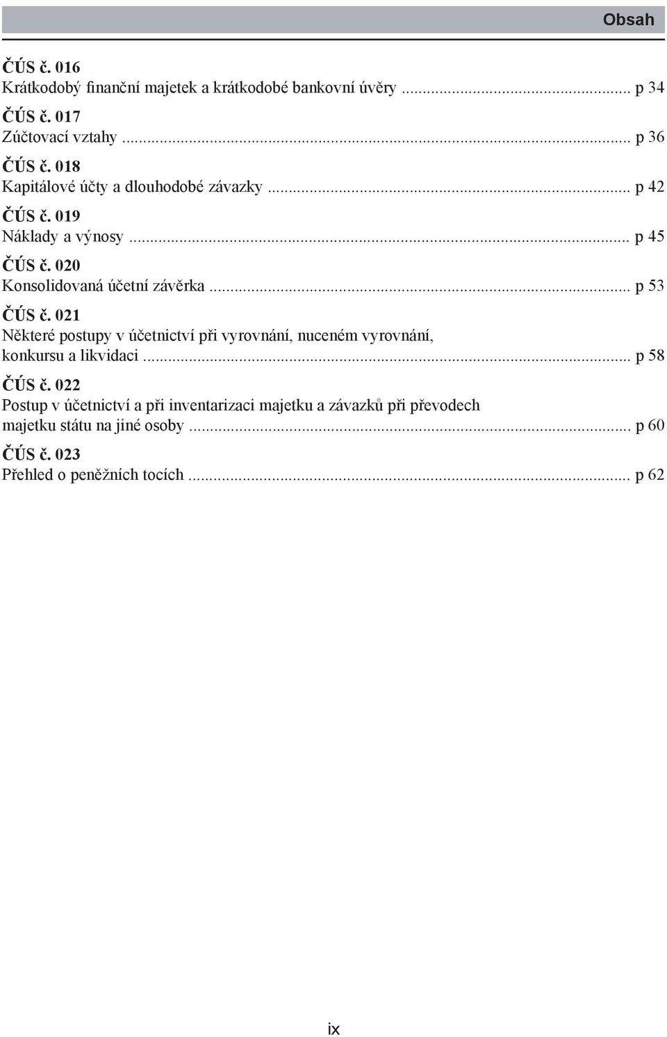 .. p 53 ČÚS č. 021 Některé postupy v účetnictví při vyrovnání, nuceném vyrovnání, konkursu a likvidaci... p 58 ČÚS č.