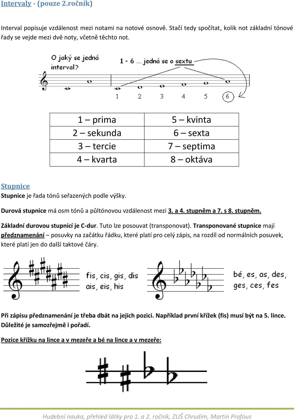 stupněm a 7. s 8. stupněm. Základní durovou stupnicí je C-dur. Tuto lze posouvat (transponovat).