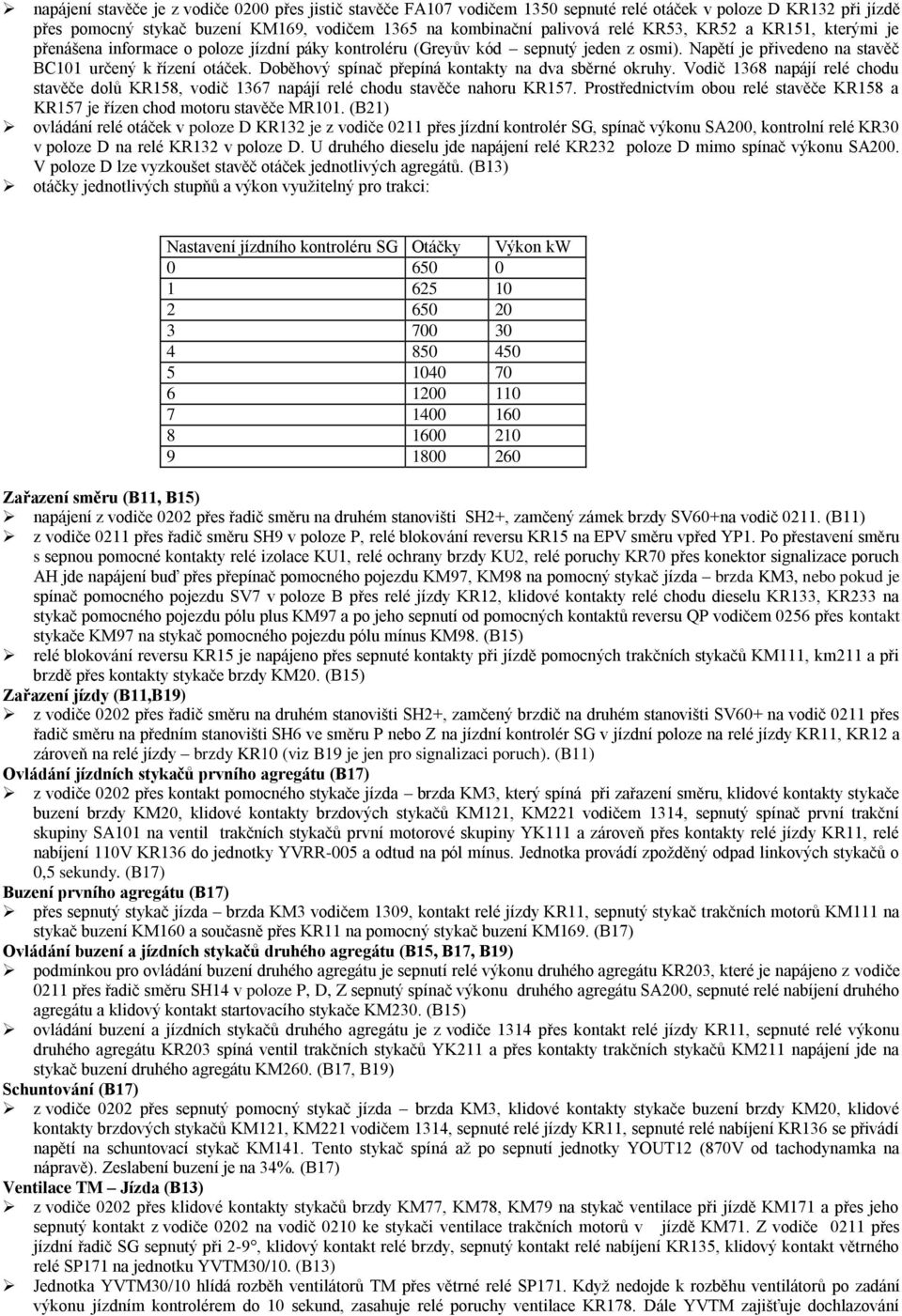 Doběhový spínač přepíná kontakty na dva sběrné okruhy. Vodič 1368 napájí relé chodu stavěče dolů KR158, vodič 1367 napájí relé chodu stavěče nahoru KR157.