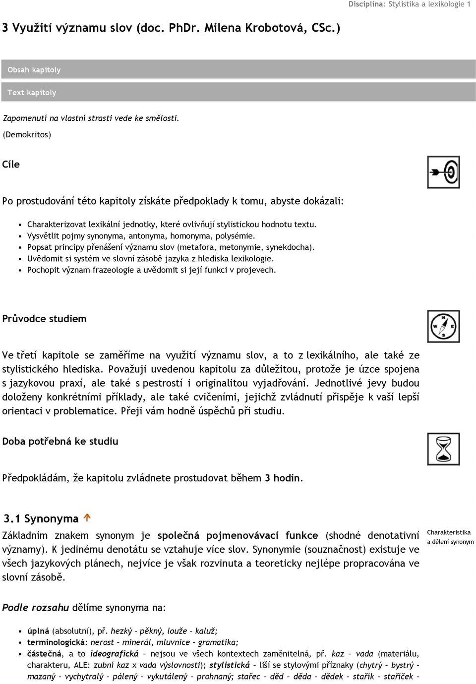 3 Využití významu slov (doc. PhDr. Milena Krobotová, CSc.) - PDF Stažení  zdarma