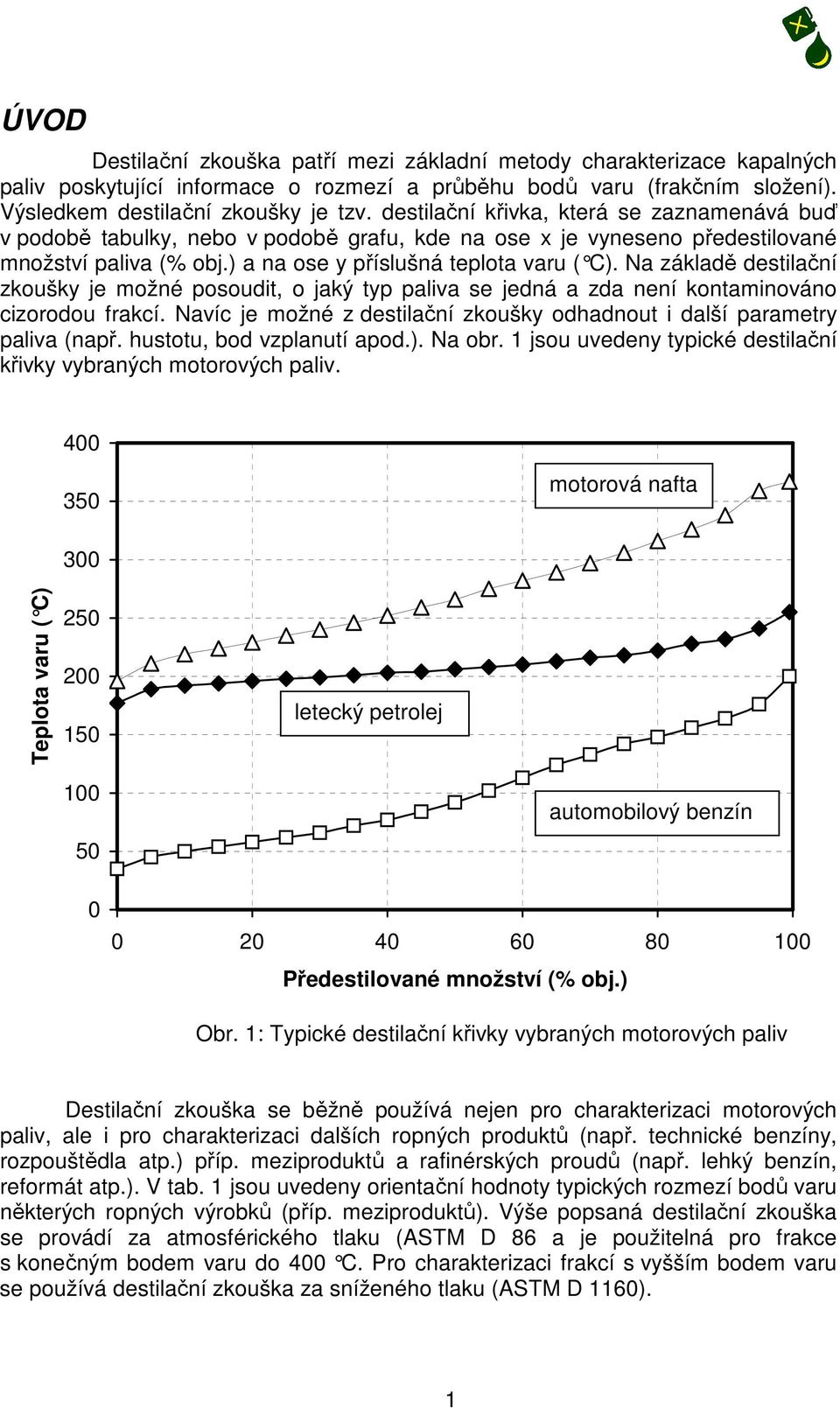Na základě destilační zkoušky je možné posoudit, o jaký typ paliva se jedná a zda není kontaminováno cizorodou frakcí. Navíc je možné z destilační zkoušky odhadnout i další parametry paliva (např.
