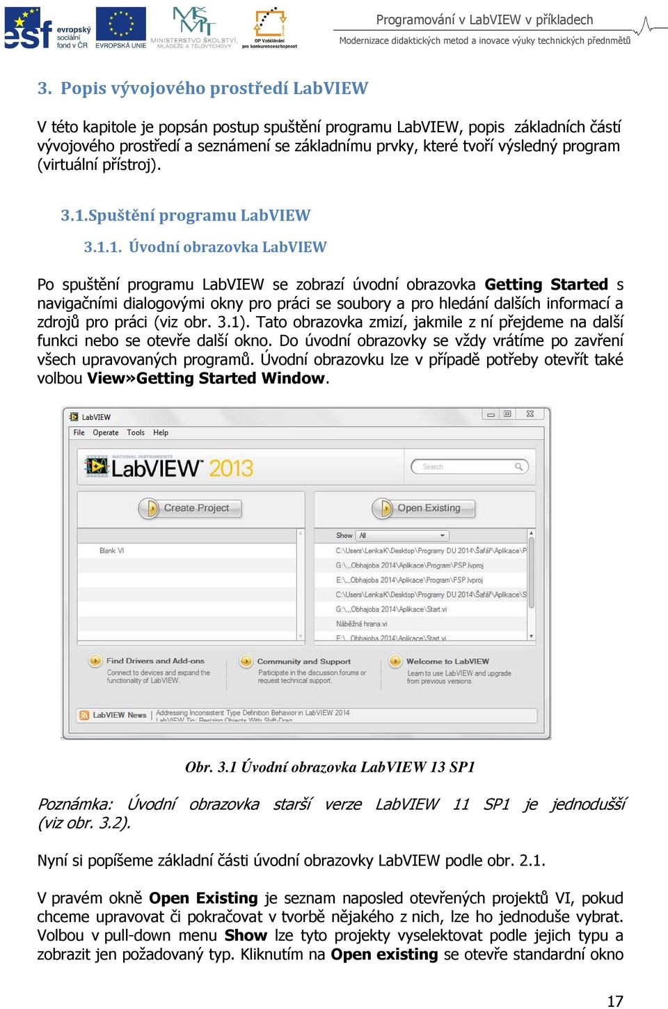 Spuštění programu LabVIEW 3.1.