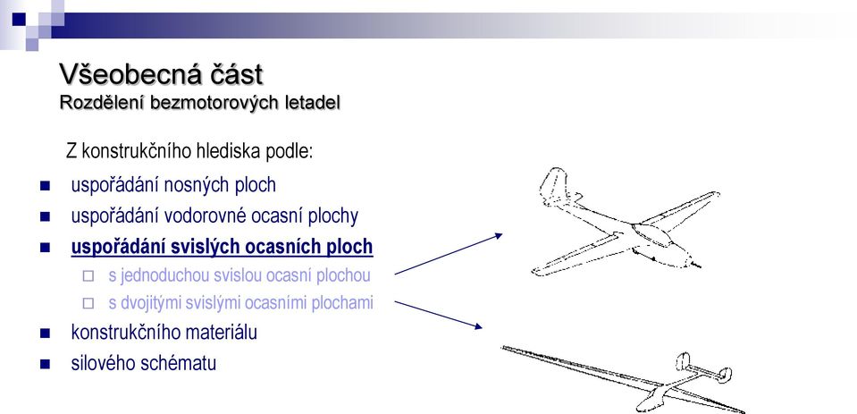 uspořádání svislých ocasních ploch s jednoduchou svislou ocasní plochou