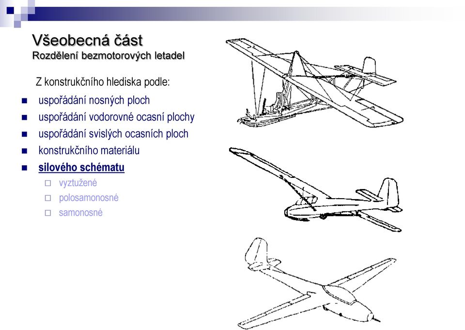 ocasní plochy uspořádání svislých ocasních ploch konstrukčního