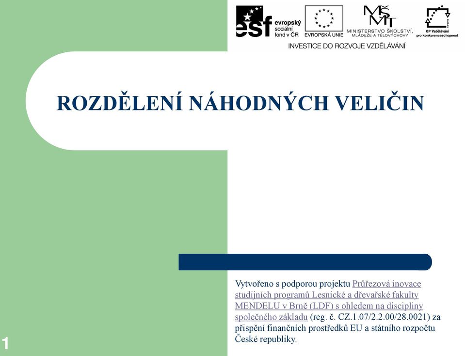 (LDF) s ohledem na discipliny společného základu (reg. č. CZ.1.07/2.2.00/28.