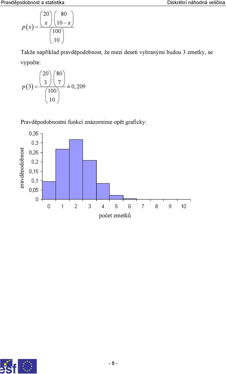 deseti vybranými budou 3 zmetky, se vypočte: 20 80.