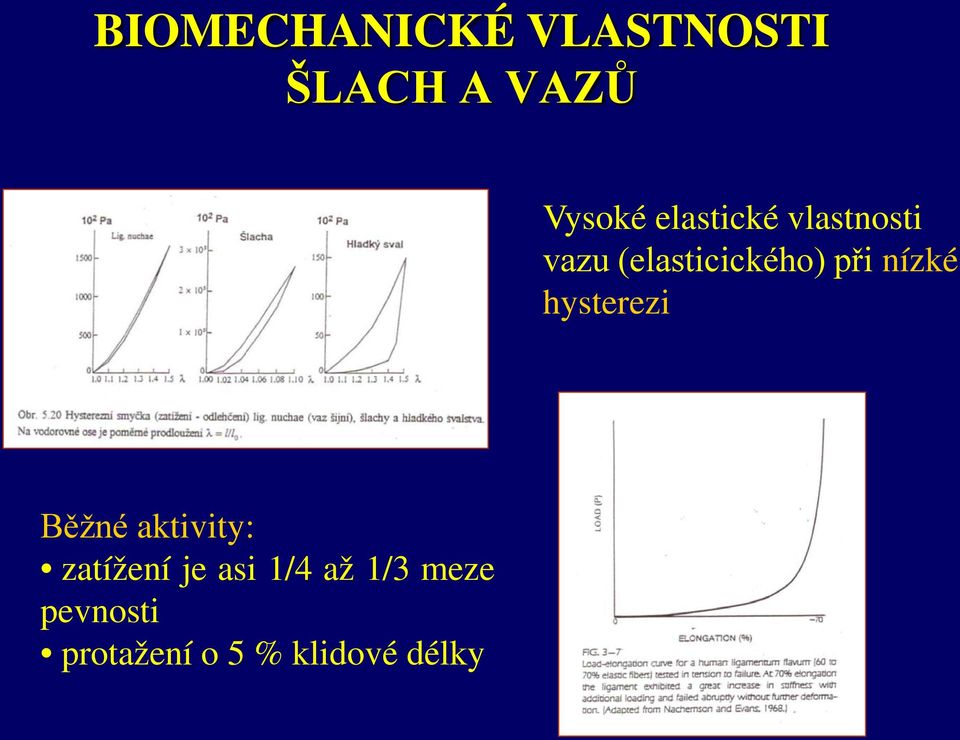 nízké hysterezi Běžné aktivity: zatížení je asi
