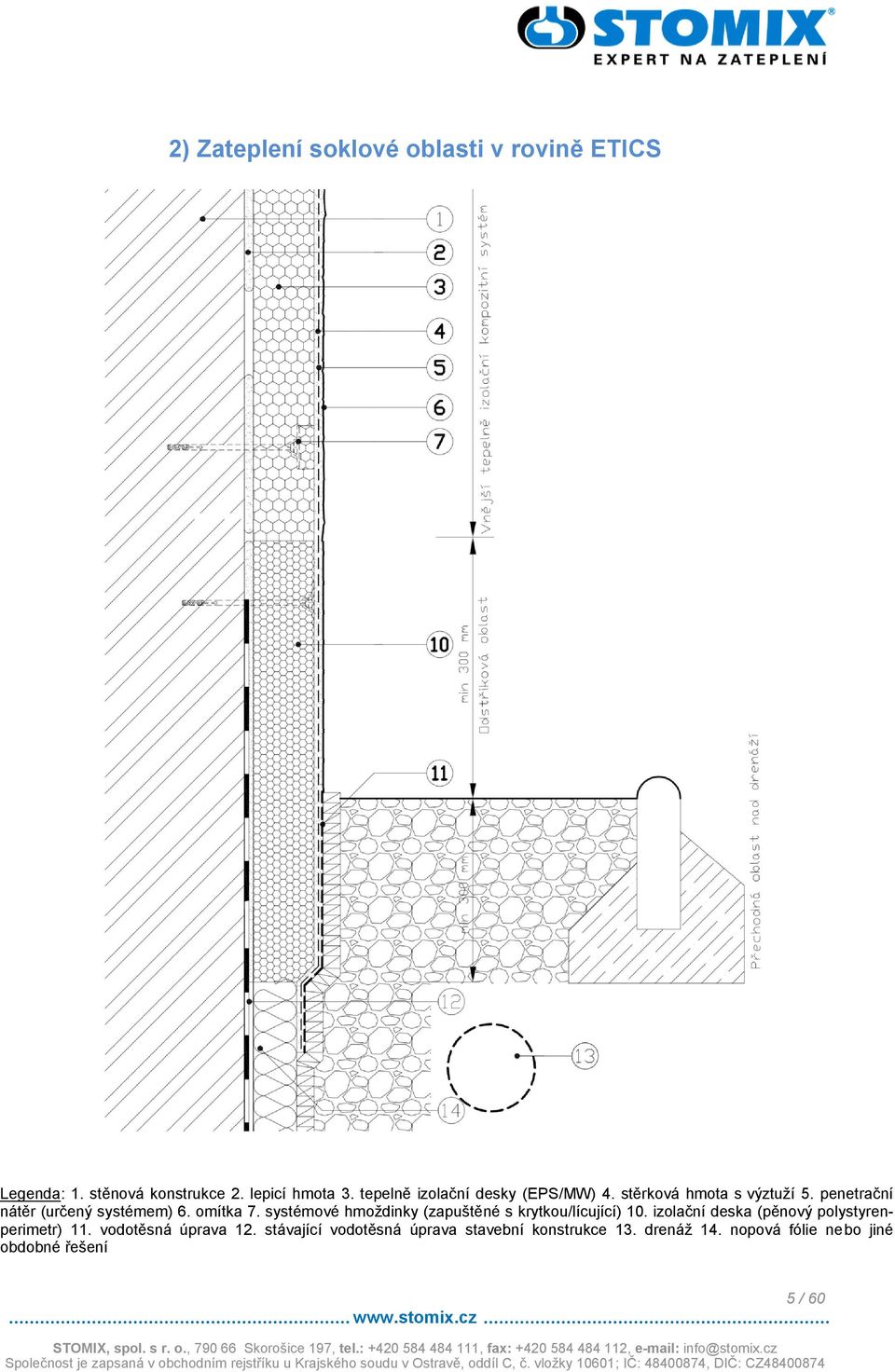 izolační deska (pěnový polystyrenperimetr) 11. vodotěsná úprava 12.